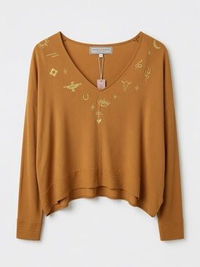 Desert Tokens Embroidered Top - Rust